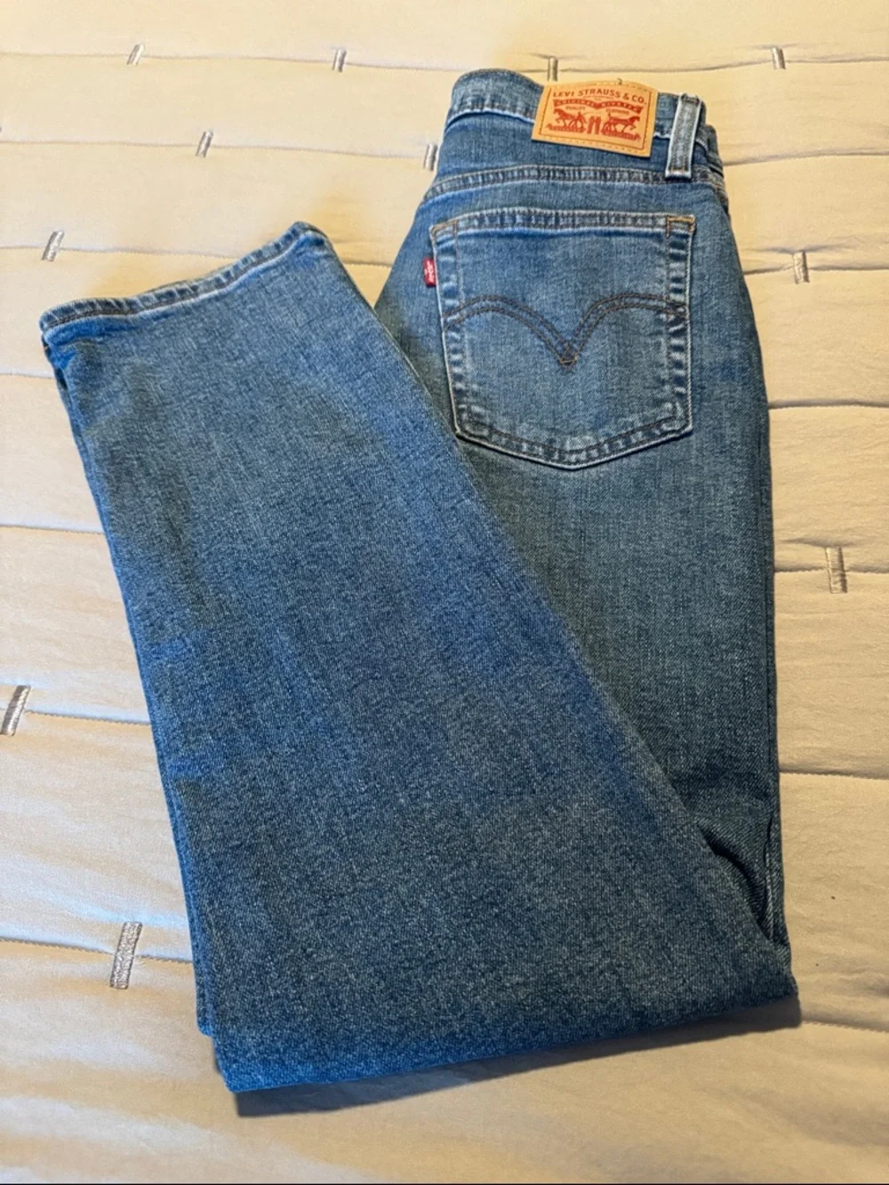 Levi's Medium Blue Straight-Leg Denim Jeans - Picture 1 of 10